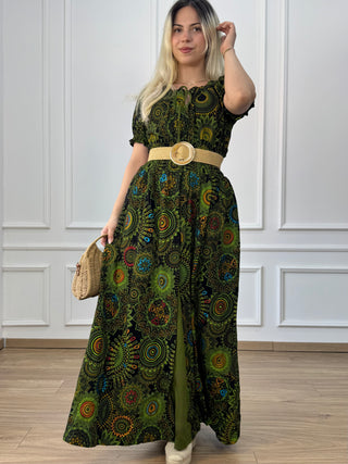 Rochie maxi din bumbac cu talie elastică