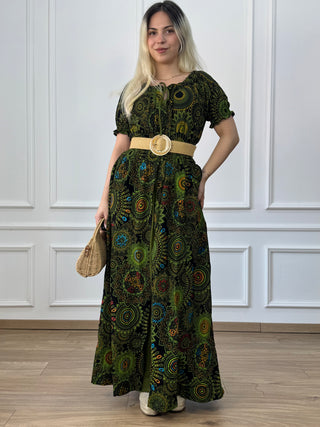 Rochie maxi din bumbac cu talie elastică