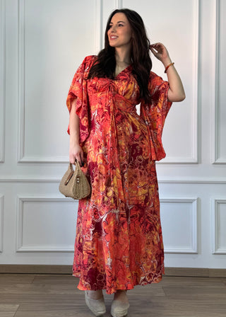 Rochie lungă indiană cu corset la piept