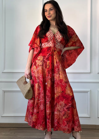 Rochie lungă indiană cu corset la piept