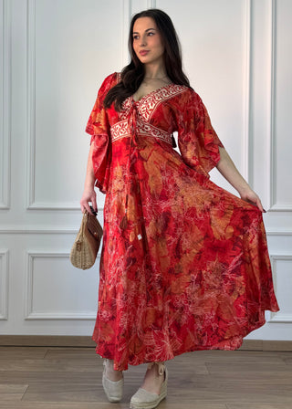 Rochie lungă indiană cu corset la piept