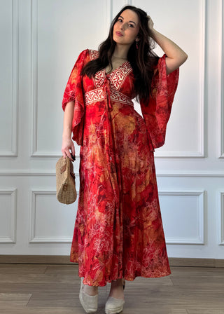 Rochie lungă indiană cu corset la piept