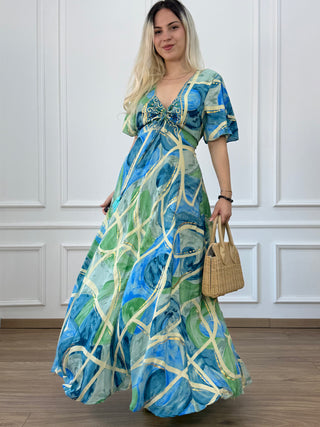 Rochie maxi cu decolteu în formă de inimă