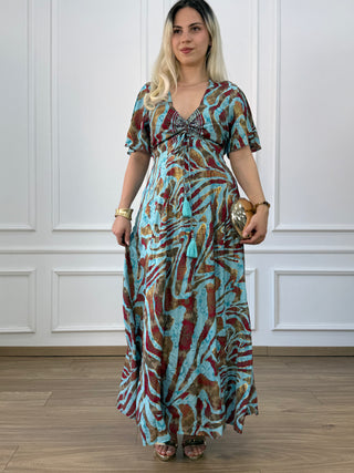 Rochie maxi cu decolteu în formă de inimă