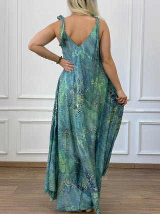 Rochie lungă cu buzunare, croială în A