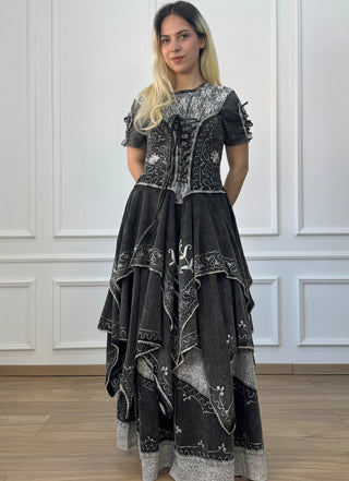 Rochie maxi din bumbac cu talie elastică