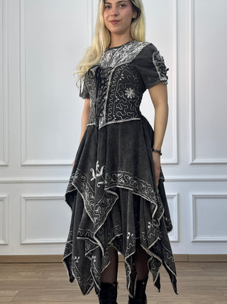 Rochie maxi din bumbac cu talie elastică