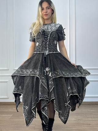 Rochie maxi din bumbac cu talie elastică