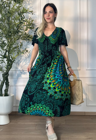 Rochie midi cu piept elasticizat