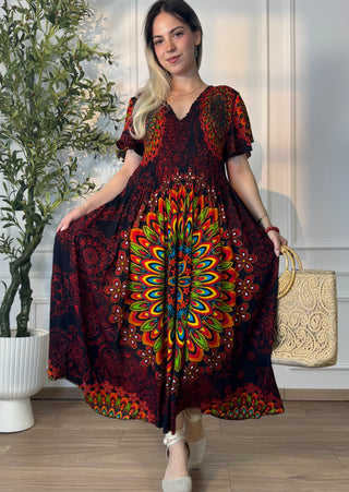 Rochie midi cu piept elasticizat