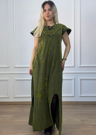 Rochie maxi din bumbac cu talie elastică
