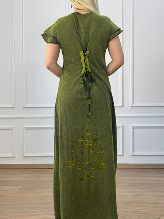 Rochie maxi din bumbac cu talie elastică