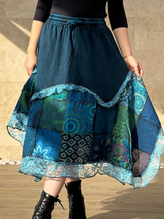 Fustă patchwork - Albastru