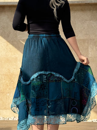 Fustă patchwork - Albastru