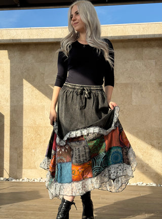 Fustă patchwork - Gri