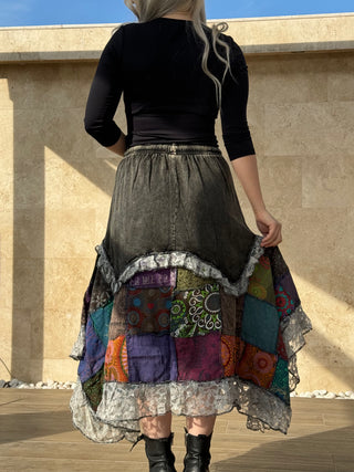 Fustă patchwork - Gri