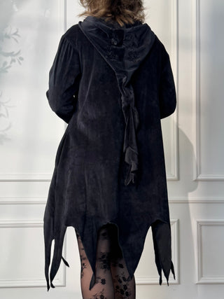 Cardigan lung brodat cu tiv decupat