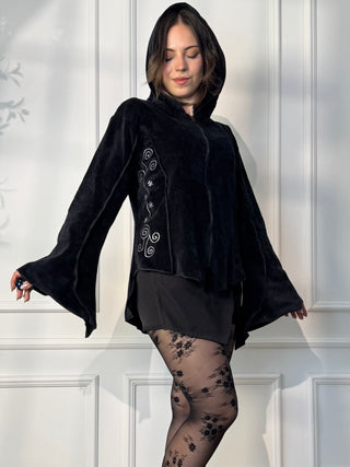 Cardigan brodat cu efect de catifea