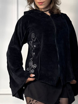 Cardigan brodat cu efect de catifea