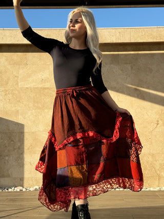 Fustă patchwork - Roșie