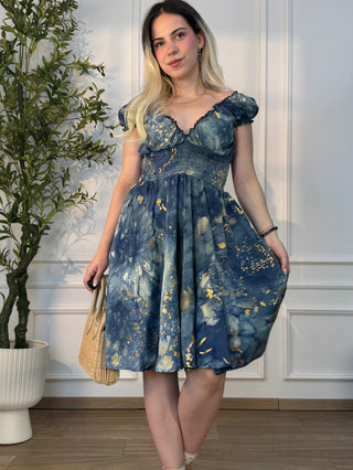 Rochie scurtă cu talie încrețită
