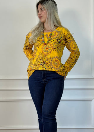 Bluză cu model mandala și mentă