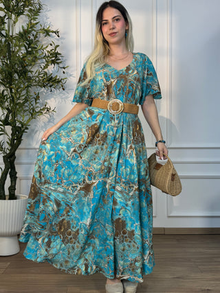 Rochie lungă cu mâneci lungi și croială în A