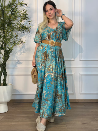 Rochie lungă cu mâneci lungi și croială în A