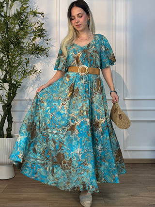 Rochie lungă cu mâneci lungi și croială în A