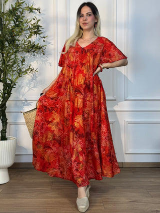 Rochie lungă cu mâneci lungi și croială în A