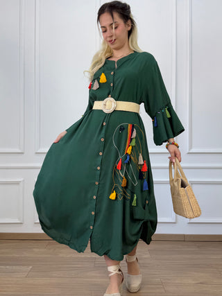 Rochie cămașă boemă cu nasturi