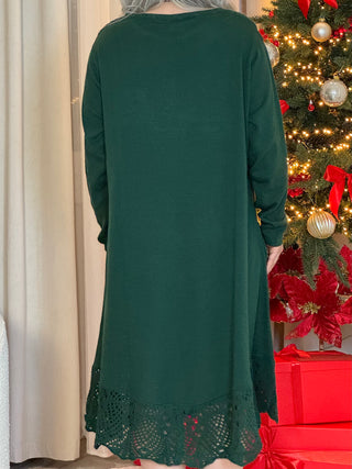 Rochie tricotată din amestec de lână cu buzunare