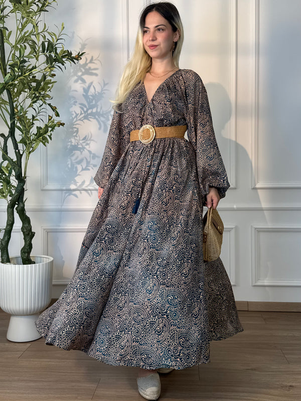 Rochie indiană cu mâneci lungi