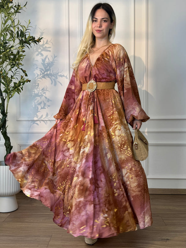 Rochie indiană cu mâneci lungi