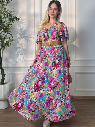 Rochie lungă cu mâneci lungi și croială în A