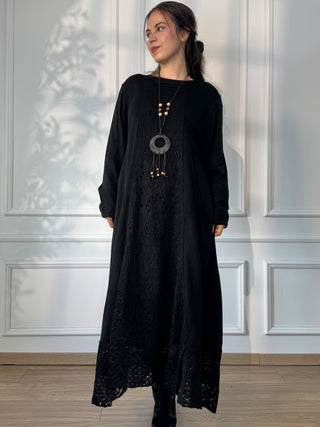 Rochie lungă tricotată din amestec de lână