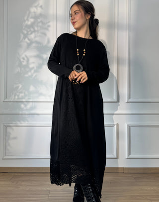 Rochie lungă tricotată din amestec de lână