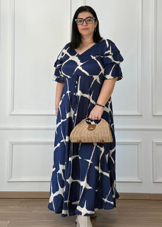 Rochie maxi cu mâneci stratificate