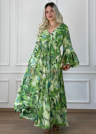 Rochie maxi cu mâneci evazate