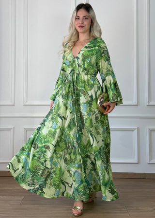 Rochie maxi cu mâneci evazate