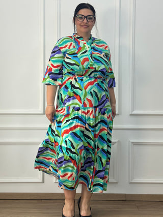 Rochie femeiască din viscoză cu model abstract