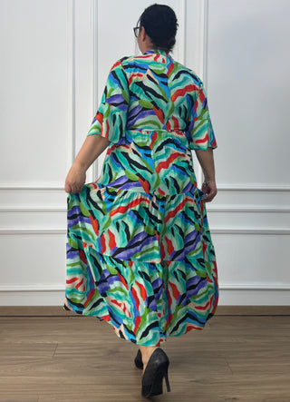 Rochie femeiască din viscoză cu model abstract