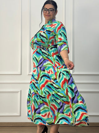 Rochie femeiască din viscoză cu model abstract