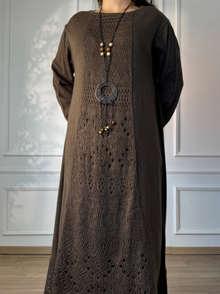 Rochie lungă tricotată din amestec de lână