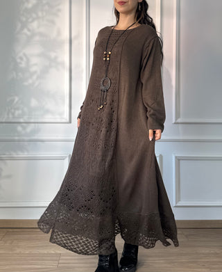 Rochie lungă tricotată din amestec de lână