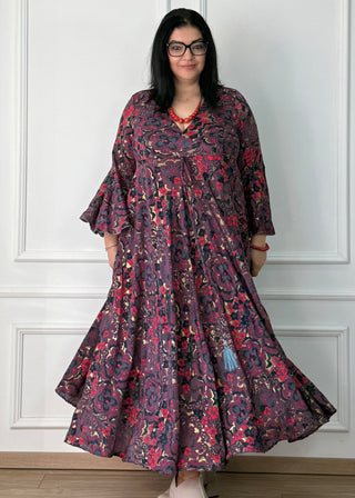 Rochie maxi cu mâneci evazate