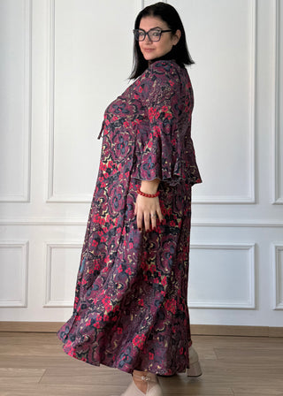 Rochie maxi cu mâneci evazate