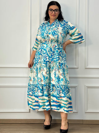 Rochie femeiască din viscoză cu model abstract