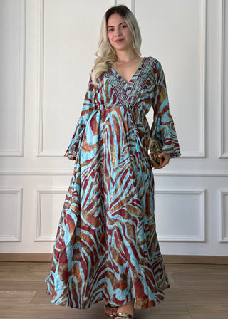 Rochie maxi cu mâneci evazate