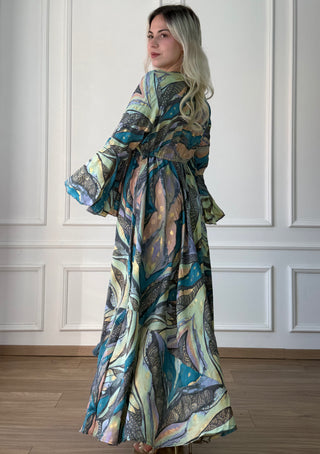 Rochie maxi cu mâneci evazate